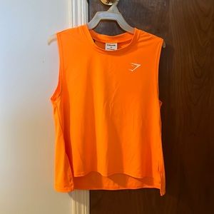 Gym shark bright orange tank top